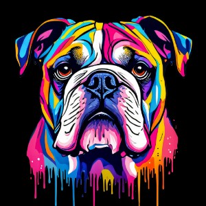 Colorful Bulldog Art Design